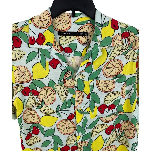 Edgar & Ash Mens Size XS Multicolor Fruit Theme Button Up Short Sleeve Shirt - Picture 3 of 9